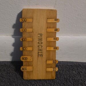 Pinochle Score Counter Vintage Wood Flip Tab Manual Scoreboard Brown